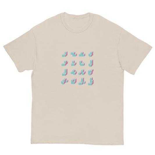 キューブ 薄青×ピンク クラシックTシャツ [ライトカラー] ナチュラル S 00