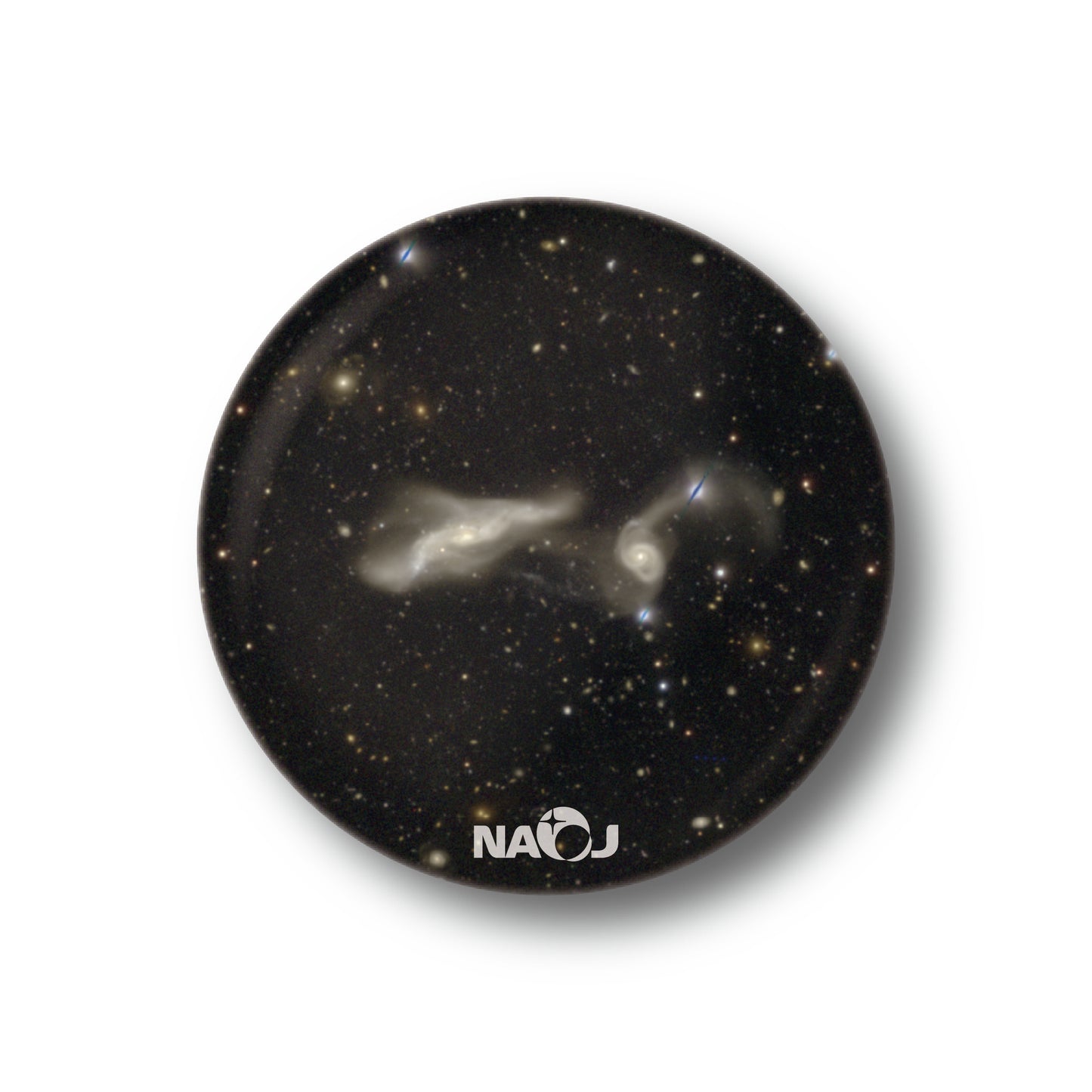 国立天文台  すばる望遠鏡HSCで見る宇宙  缶バッジ [小] 衝突銀河 UGC12589&2MASXJ23250382+0001068 01