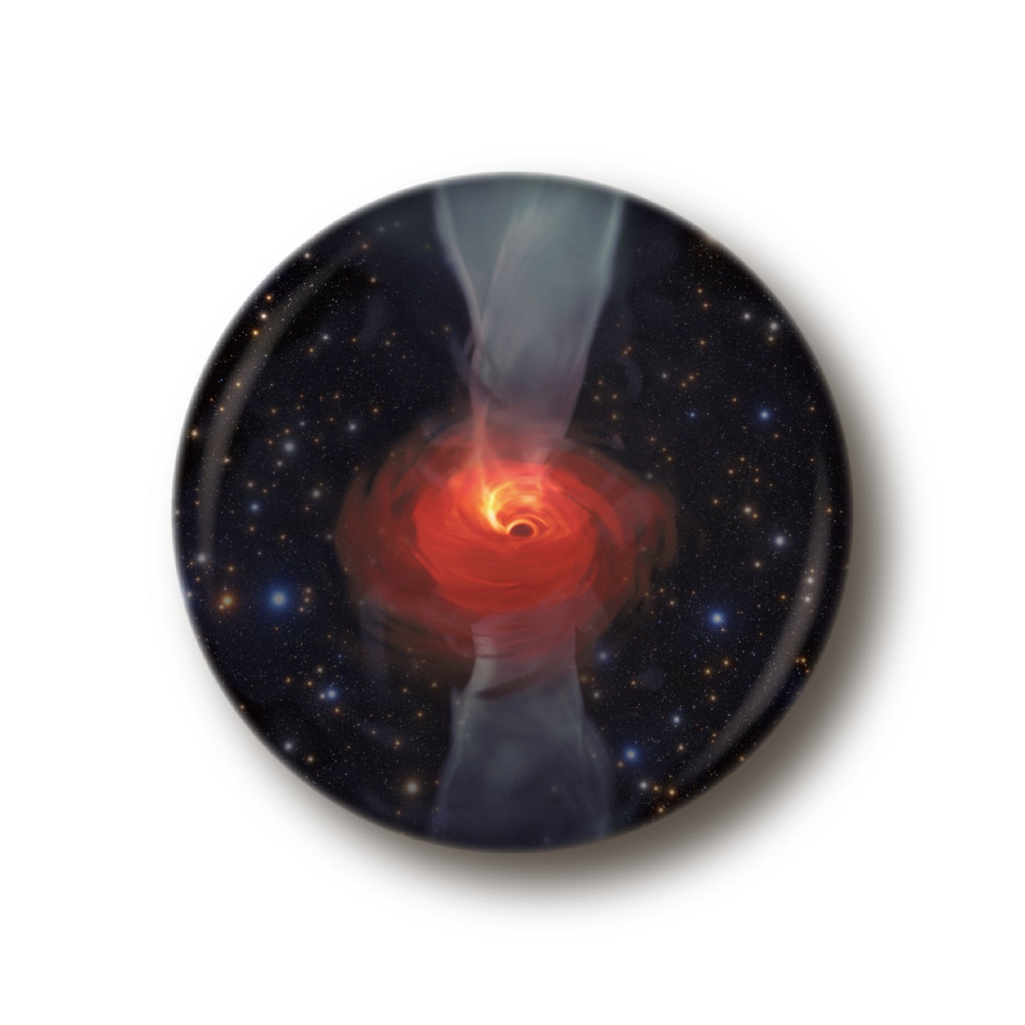 M87中心 ブラックホール  缶バッジ [特大] M87中心ブラックホール周辺イメージ図 00