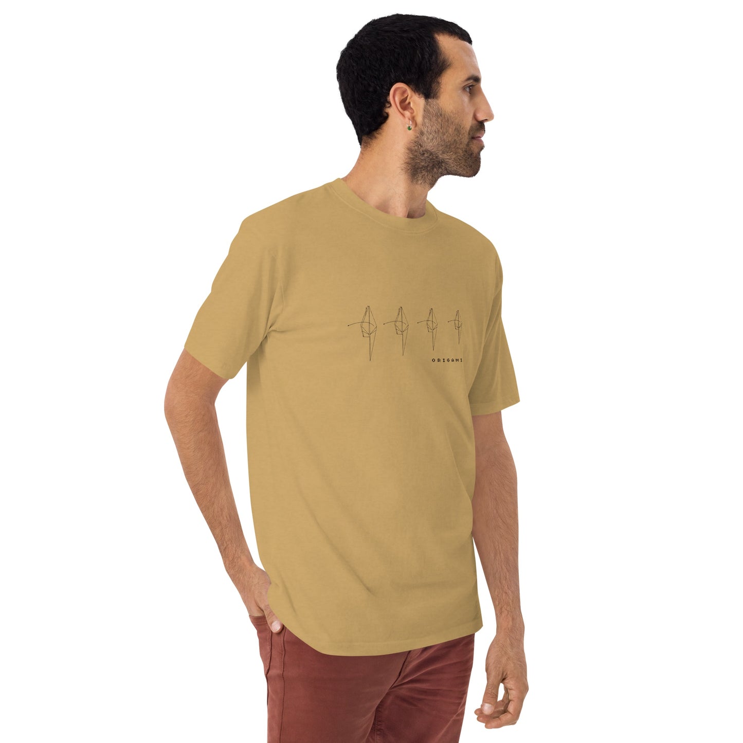 折り図 羽根 厚手Tシャツ [ライトカラー] ヴィンテージゴールド S 01