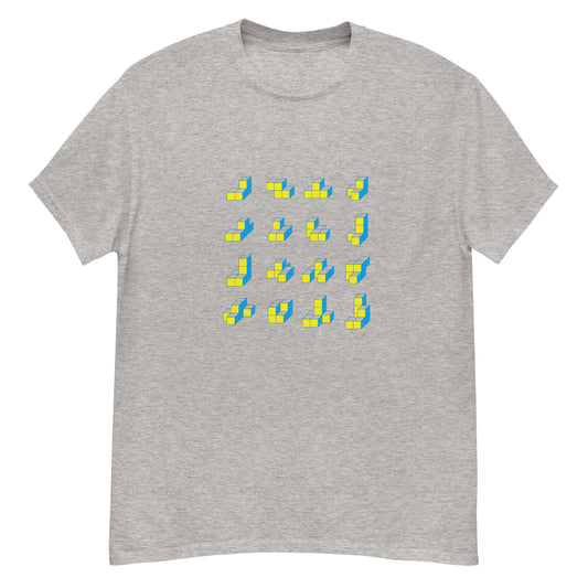 キューブ 黄×青 クラシックTシャツ [ライトカラー] スポーツグレー 3XL 00