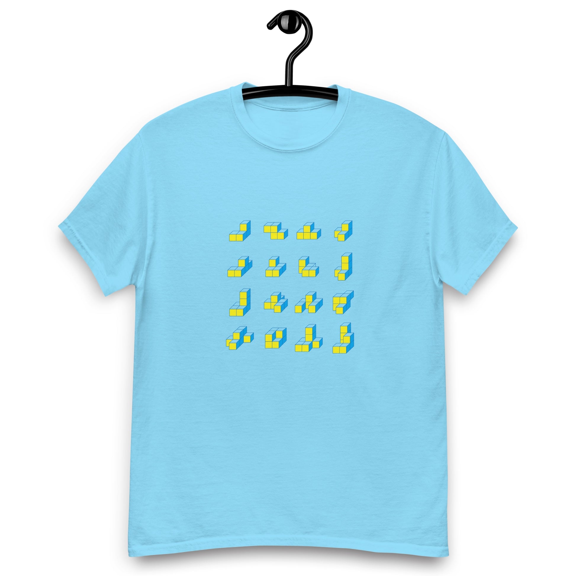 キューブ 黄×青 クラシックTシャツ [ライトカラー] スカイブルー S 01