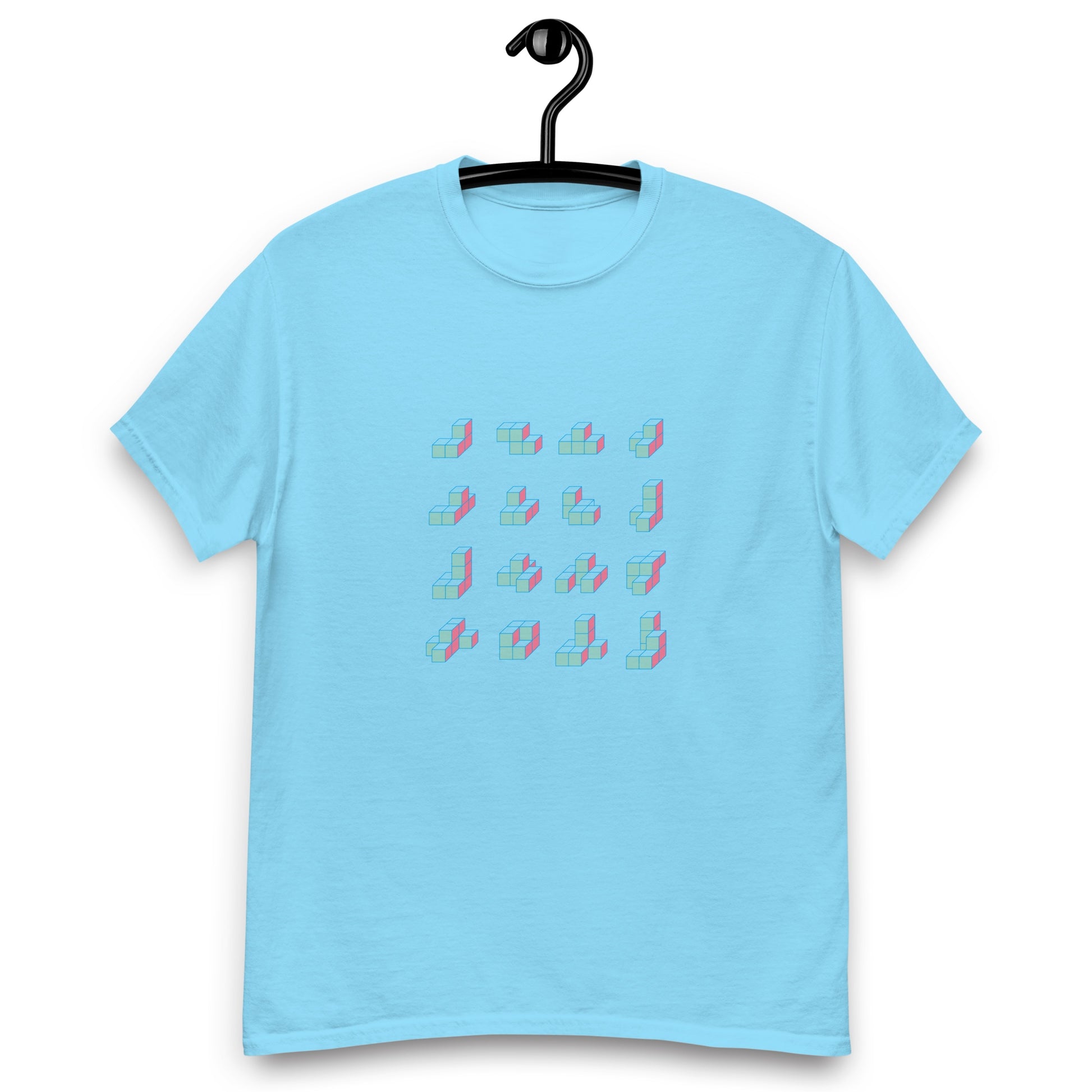 キューブ 薄青×ピンク クラシックTシャツ [ライトカラー] スカイブルー S 02
