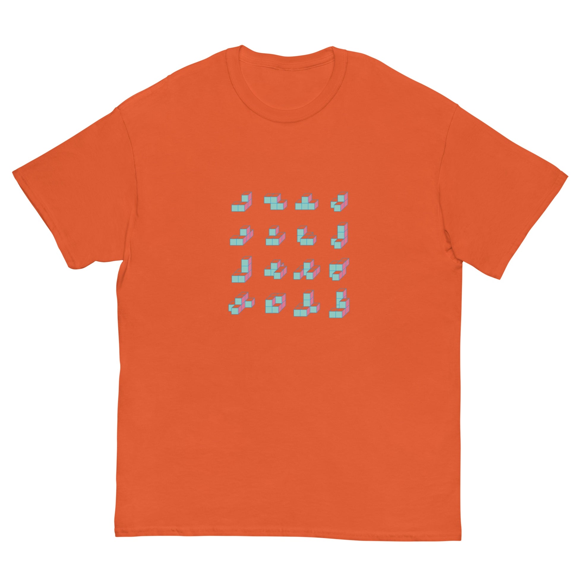 キューブ 薄青×ピンク クラシックTシャツ [ビビット] オレンジ S 00