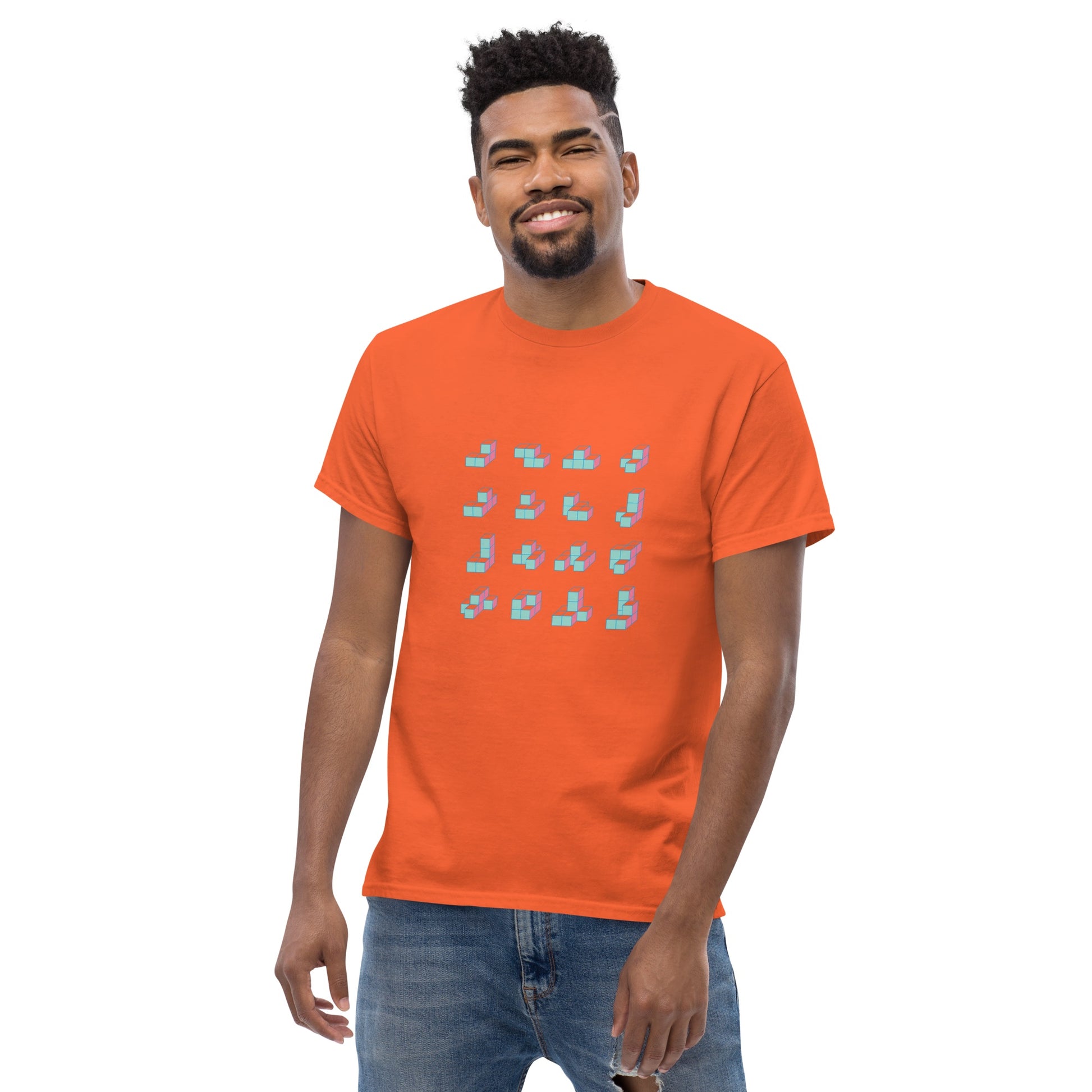 キューブ 薄青×ピンク クラシックTシャツ [ビビット] オレンジ S 01